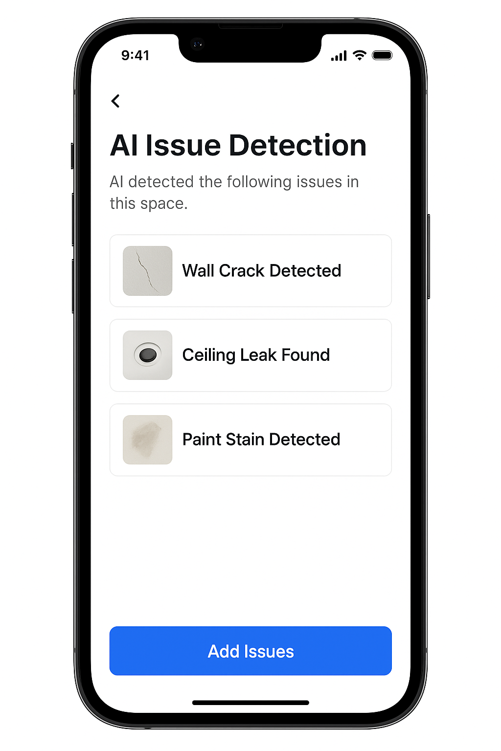 AI Issue Detection Interface
